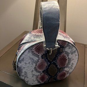 NWT Vegan Python Pattern Crossbody or Clutch in Unique Blue & Pink Hues